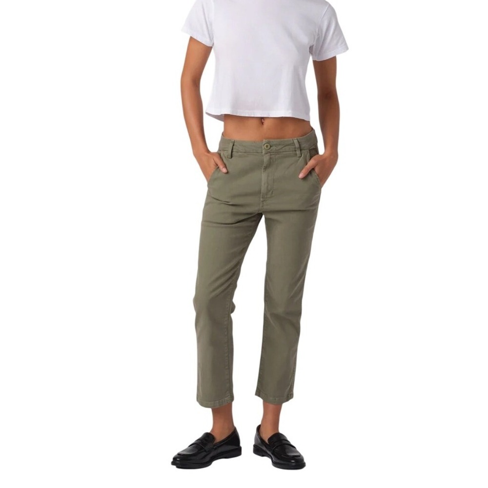 AMO Easy Army Olive Green Pants Women's Size 32 Cropped High Rise 24"